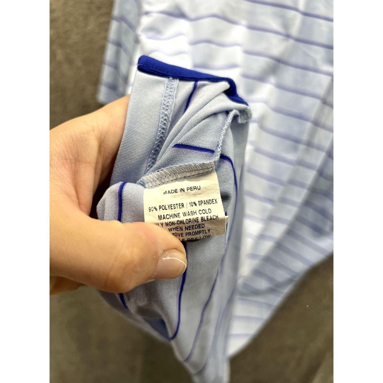 Vintage Greyson Polo Shirt Mens Large Blue Stripe Golf Performance Stretch Short Sleeve Size US L / EU 52-54 / 3 - 2 Thumbnail