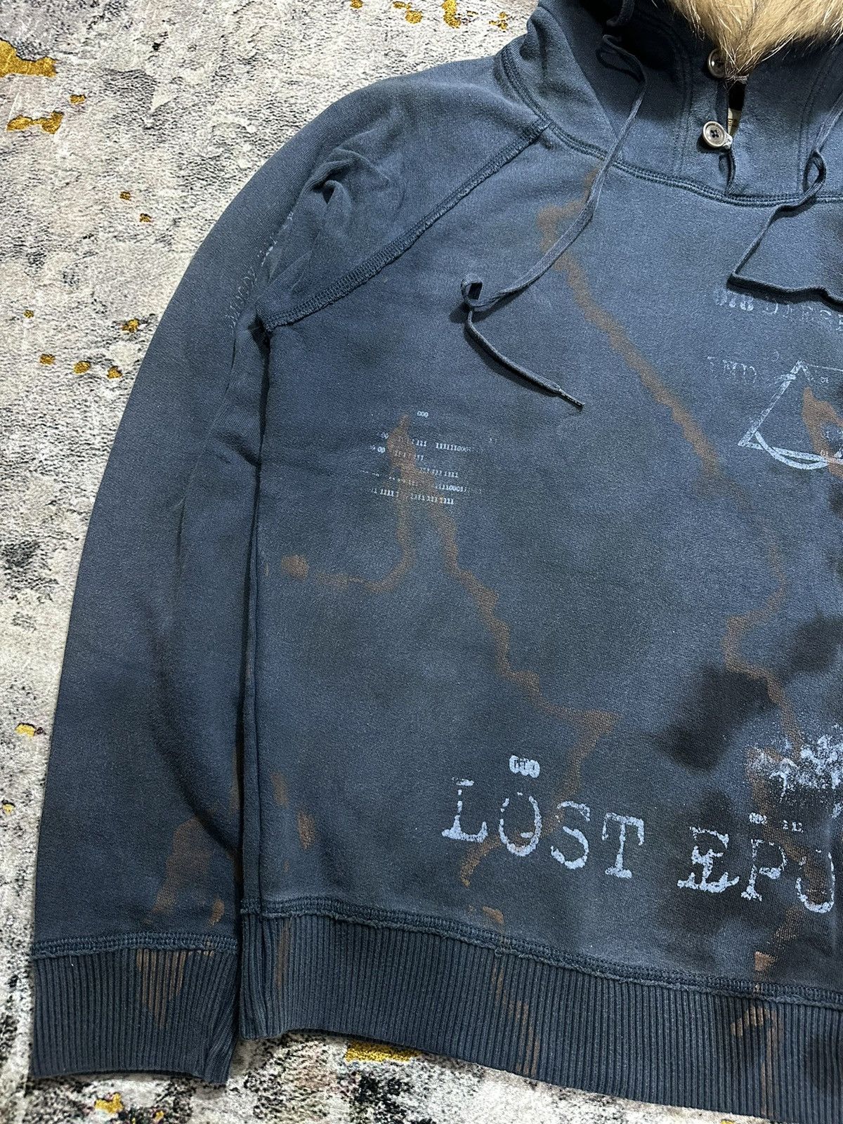 20471120 SUNFADED DIESEL 978 ABSTRACT POEM FUR HOODIE Size US XL / EU 56 / 4 - 5 Thumbnail
