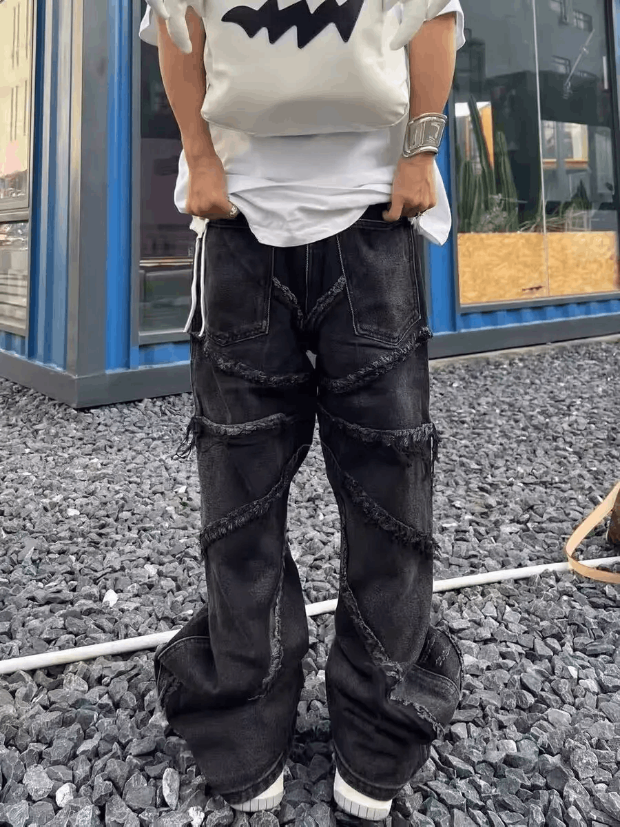 Japanese Brand × Jean Vintage Heavy Duty Fringed Straight Leg Jeans Size US 34 / EU 50 - 2 Thumbnail