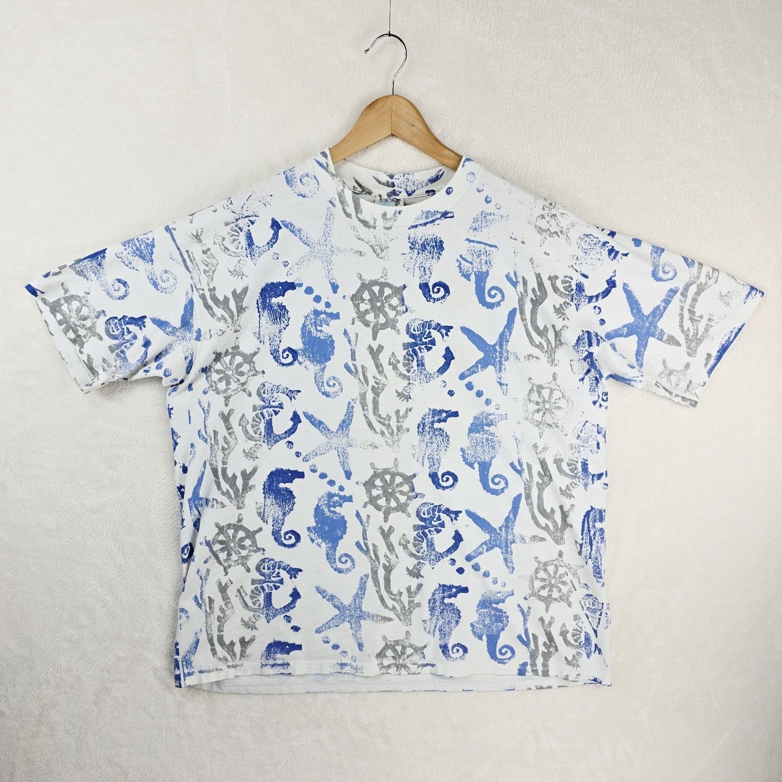 Other Vintage EZL Marcy N Me Nautical Ocean Shirt OSFA 90s AOP Size ONE SIZE - 2 Thumbnail