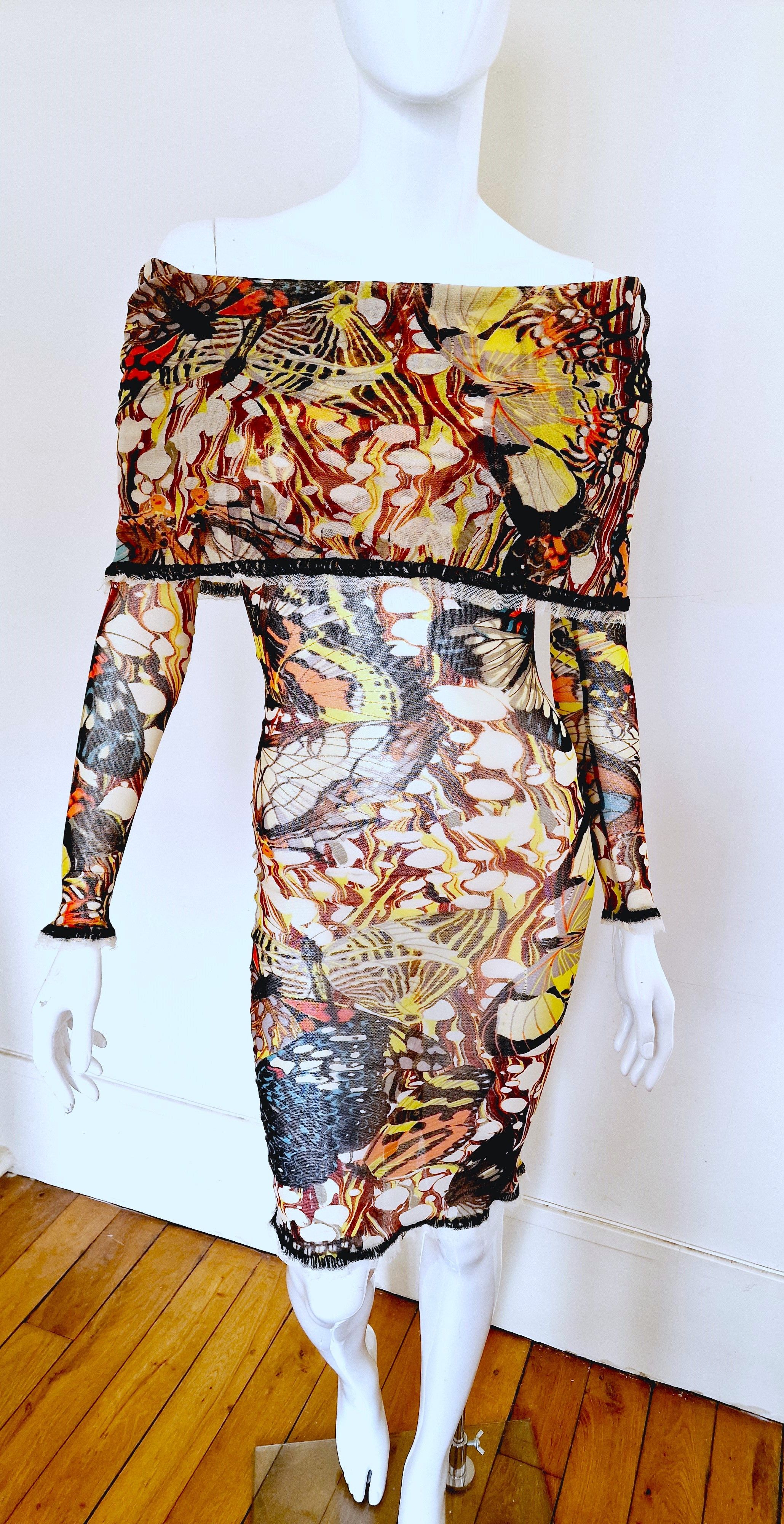 Jean Paul Gaultier Jean Paul Gaultier Butterfly Mesh Jenner 2003 S/SDress Size L / US 10 / IT 46 - 10 Thumbnail