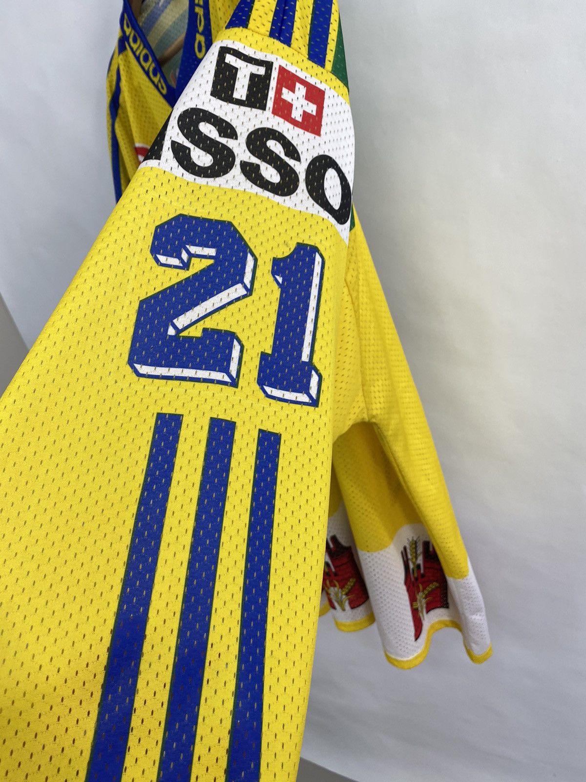 Adidas 🇨🇭 Vintage 90s Adidas Davos 21 Nurminen Hockey Jersey Tissot Size US XL / EU 56 / 4 - 12 Thumbnail