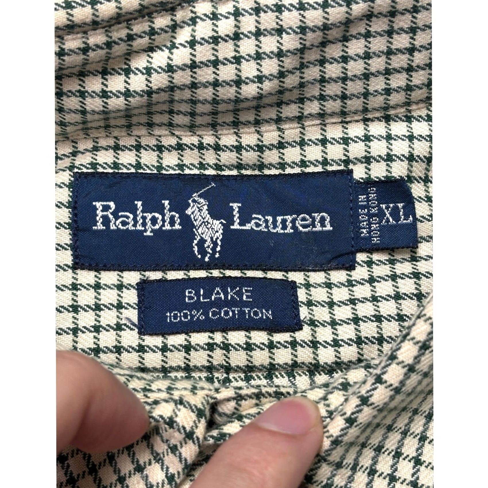 Polo Ralph Lauren VINTAGE Polo Ralph Lauren Blake Shirt Mens XL Green White Check Cotton Sleeve Size US XL / EU 56 / 4 - 4 Thumbnail