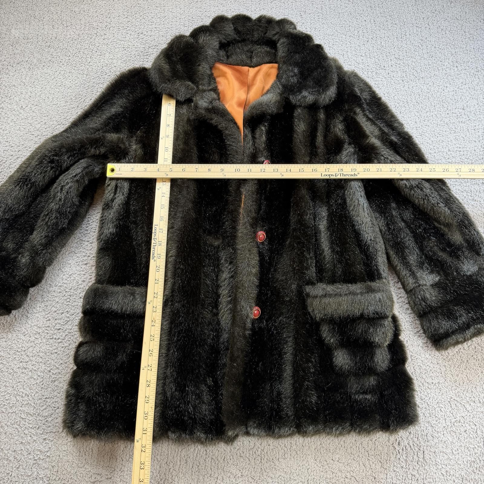 Matinique Vintage 90s Martique Faux Fur Coat Dark Brown Plush Jacket Size M / US 6-8 / IT 42-44 - 3 Thumbnail