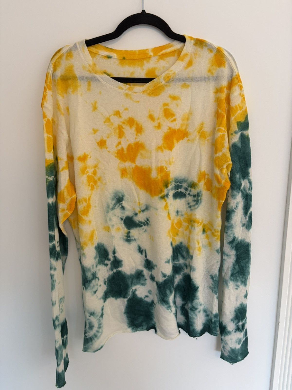 The Elder Statesman Green yellow tie die cashmere silk knit top NEW Size US L / EU 52-54 / 3 - 1 Thumbnail