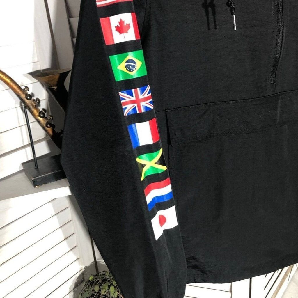 Huf HUF Jacket Flags Half-Zip Hooded Windbreaker Black Large Size US L / EU 52-54 / 3 - 7 Thumbnail