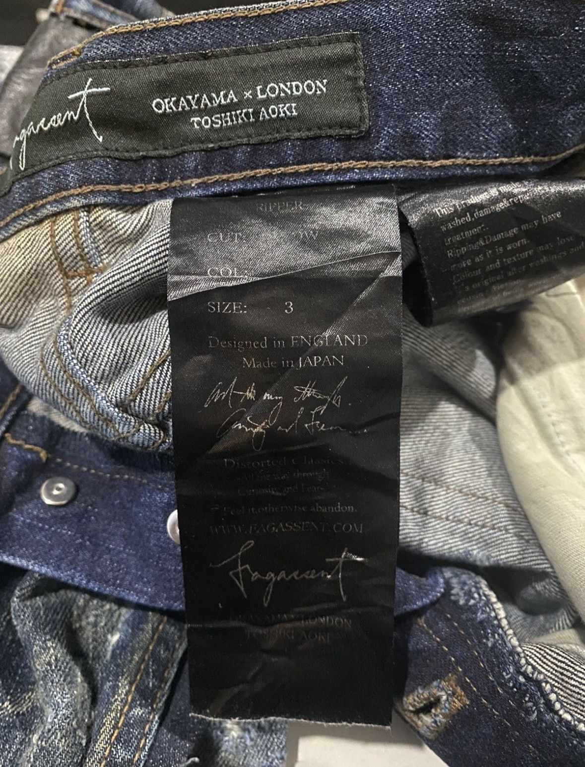 Fagassent Toshiki Aoki 🔥 Fagassent Toshiki Aoki RIPPED PATCHWORK DISTRESSED DENIM Size US 33 - 11 Thumbnail