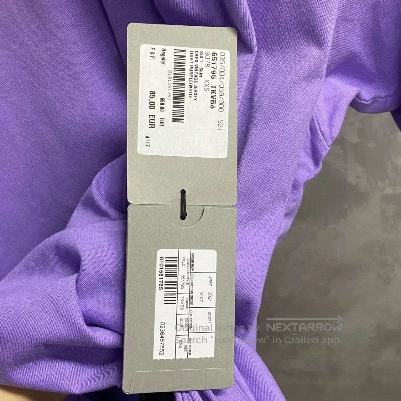 Balenciaga Balenciaga Lavender Distressed Logo Tee. Size XS / US 0-2 / IT 36-38 - 4 Thumbnail