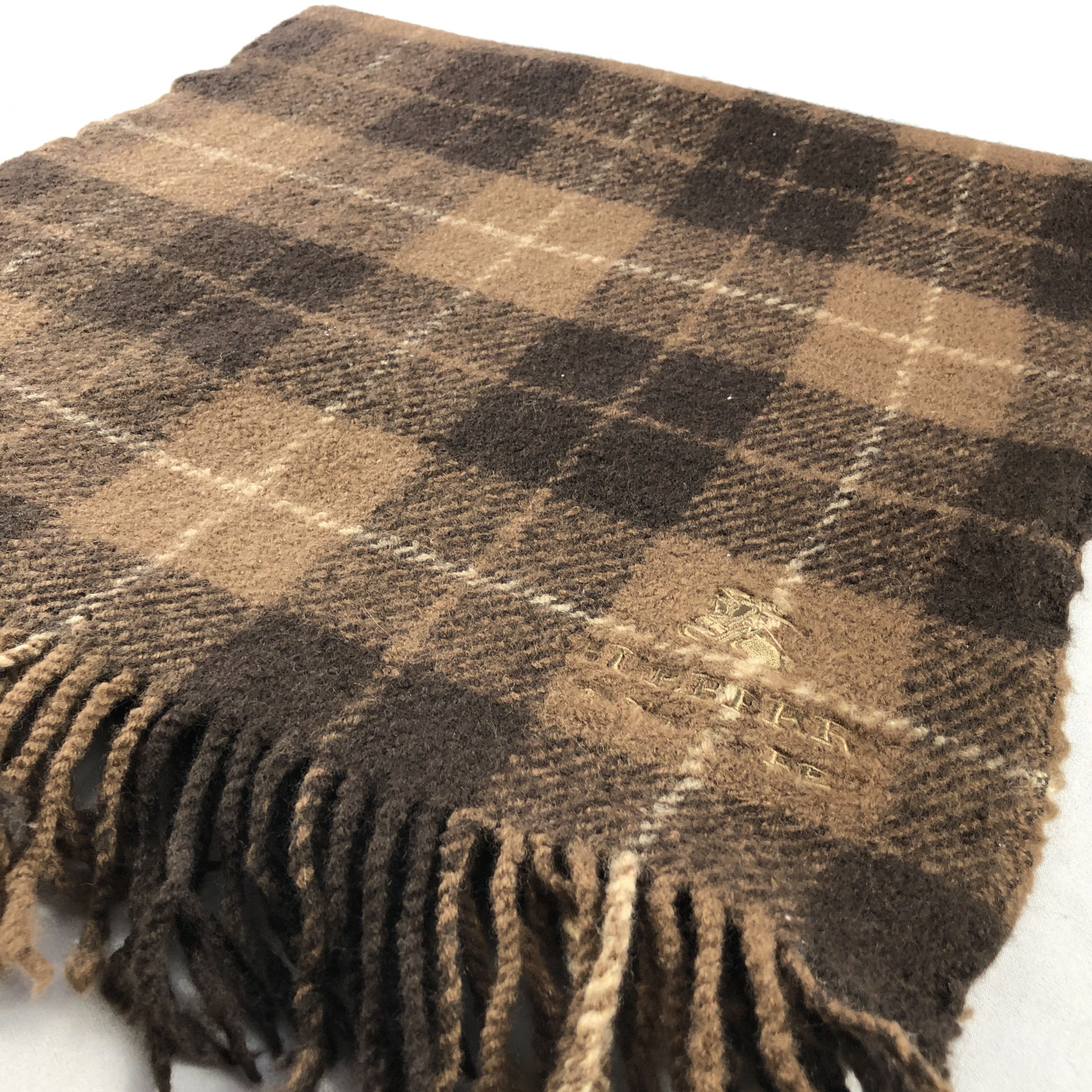 Burberry Burberrys Nova Check Brown Wool Scarf Muffler V2844 Size ONE SIZE - 5 Thumbnail