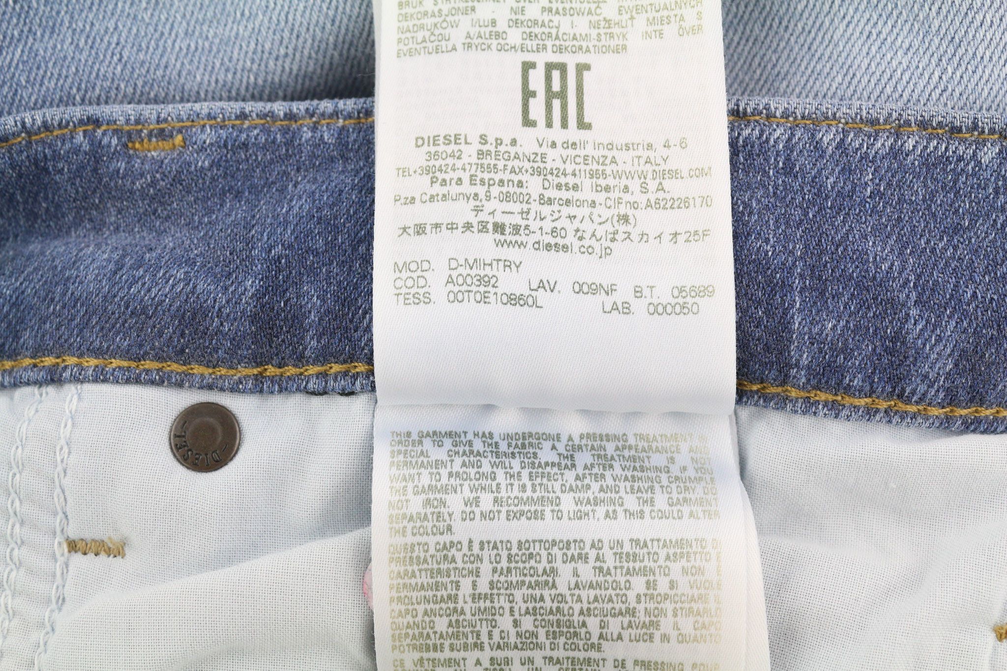 Diesel D-MIHTRY 009NF W32/L34 Straight Stretch Jeans 40182 Size US 32 / EU 48 - 11 Thumbnail
