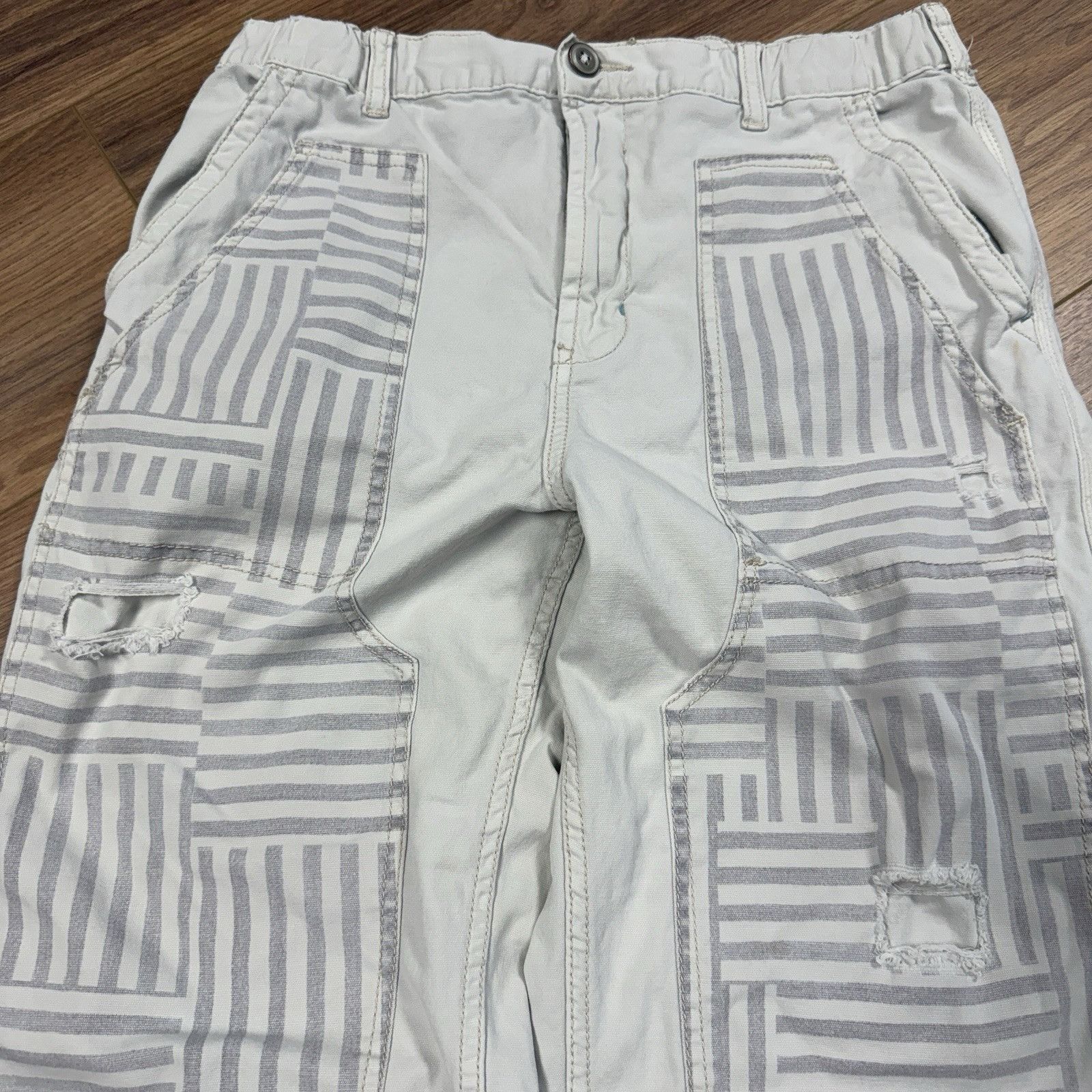 Anthropologie Pilcro Anthropologie Pants Womens 31 White Striped Size 31" - 3 Thumbnail
