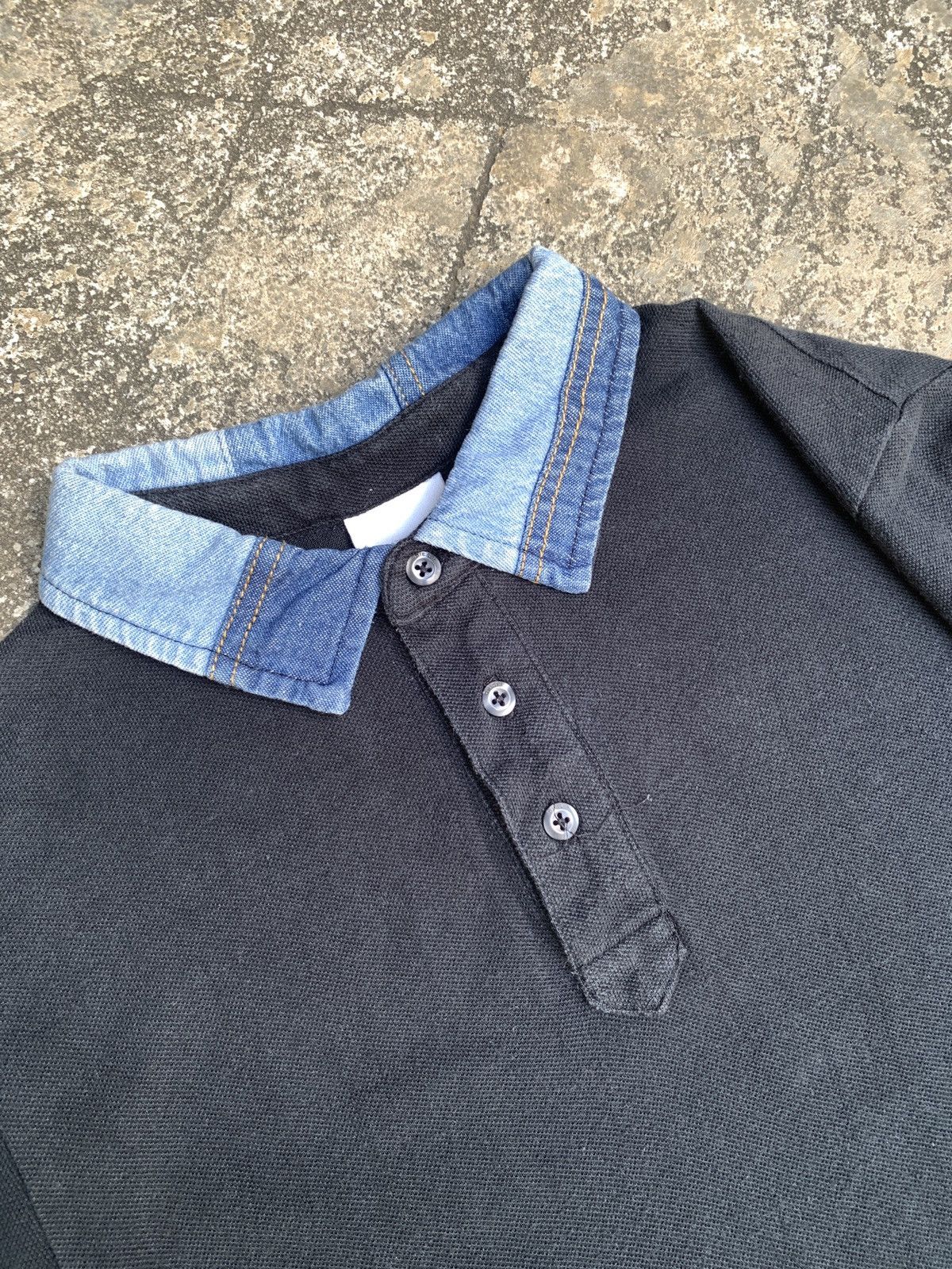 Diesel y2k Diesel Black Denim Collar Sleeves Mohawk Logo Polo Top Size S / US 4 / IT 40 - 7 Thumbnail