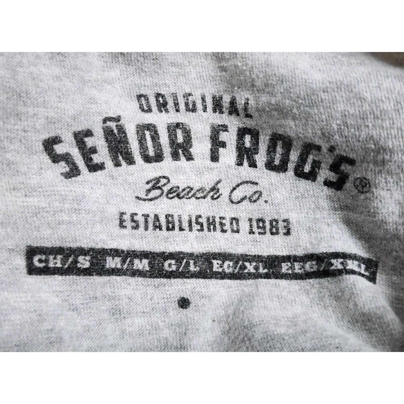 Vintage SENOR FROGS T-Shirt Mens L Shirt Crew Neck Gray Cotton Surfs Up Mazatlan Mexico Travel Souvenir Wave Rider Size US L / EU 52-54 / 3 - 6 Thumbnail