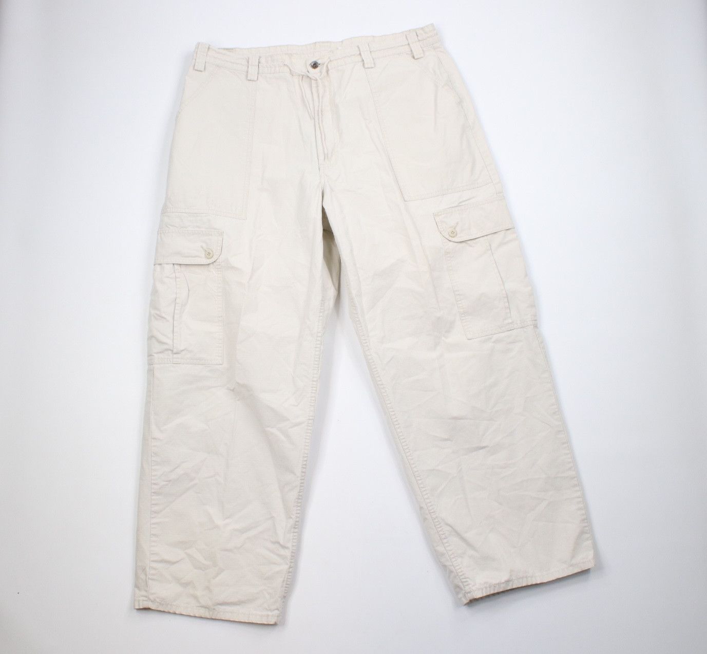 Levi's × Vintage Vintage 90s Levis Silvertab Wide Leg Cargo Pants Beige Size 40 - 1 Thumbnail