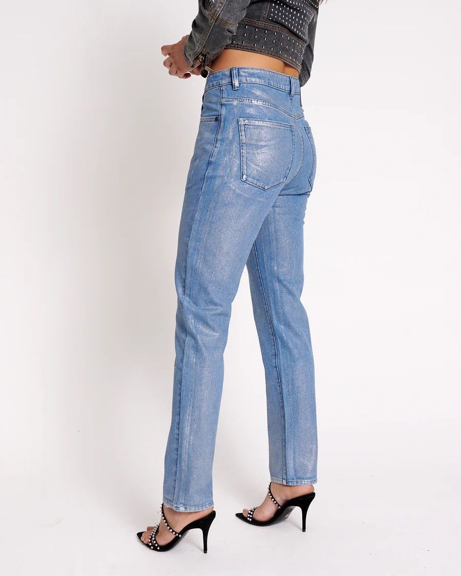 Awesome Baggies High Waist Straight Leg Metal Blue