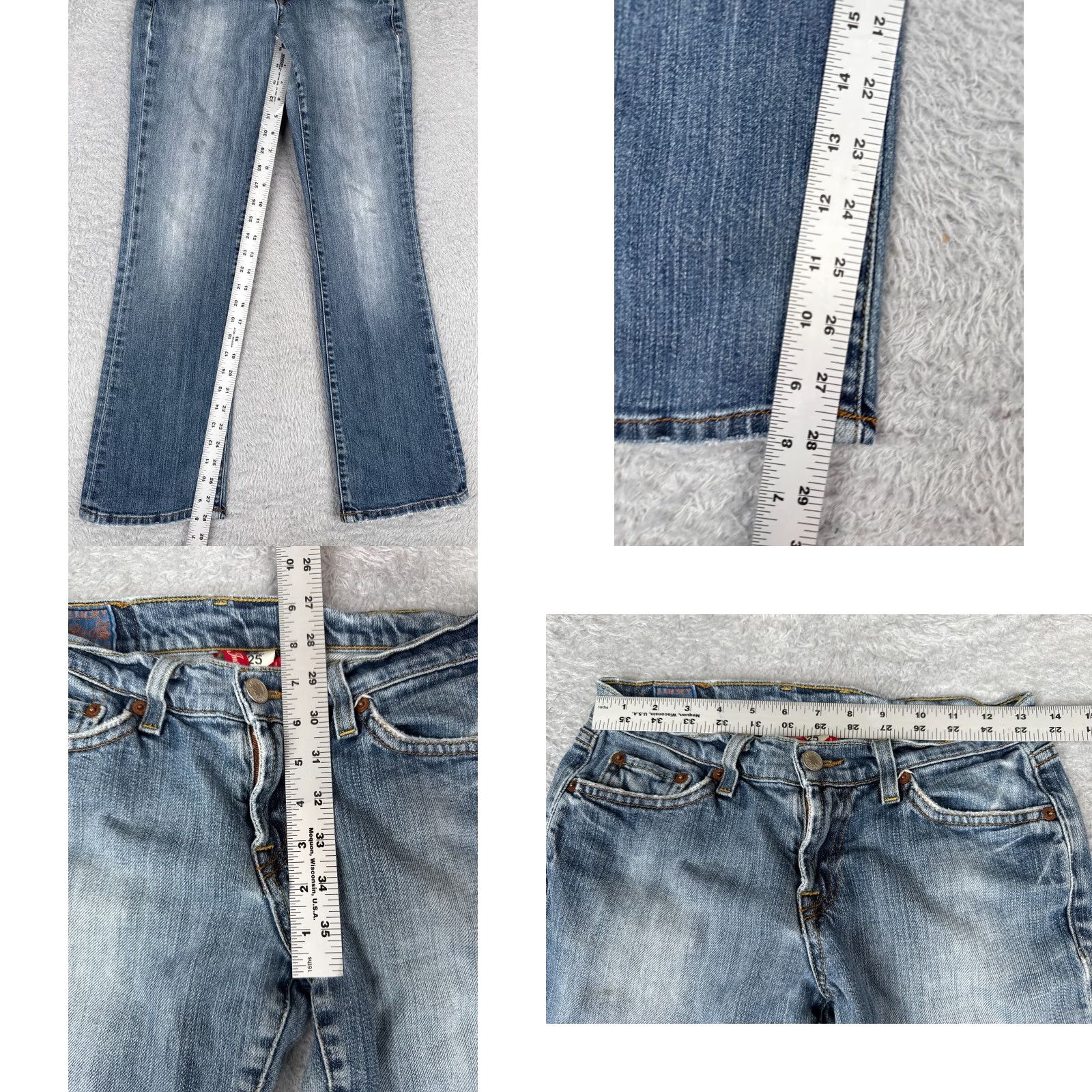 Lucky Brand VINTAGE Lucky Brand Jeans 0 Blue Denim Flared Low Rise Classic 27x28 Womens Size 25" / US 0 / IT 36 - 8 Thumbnail