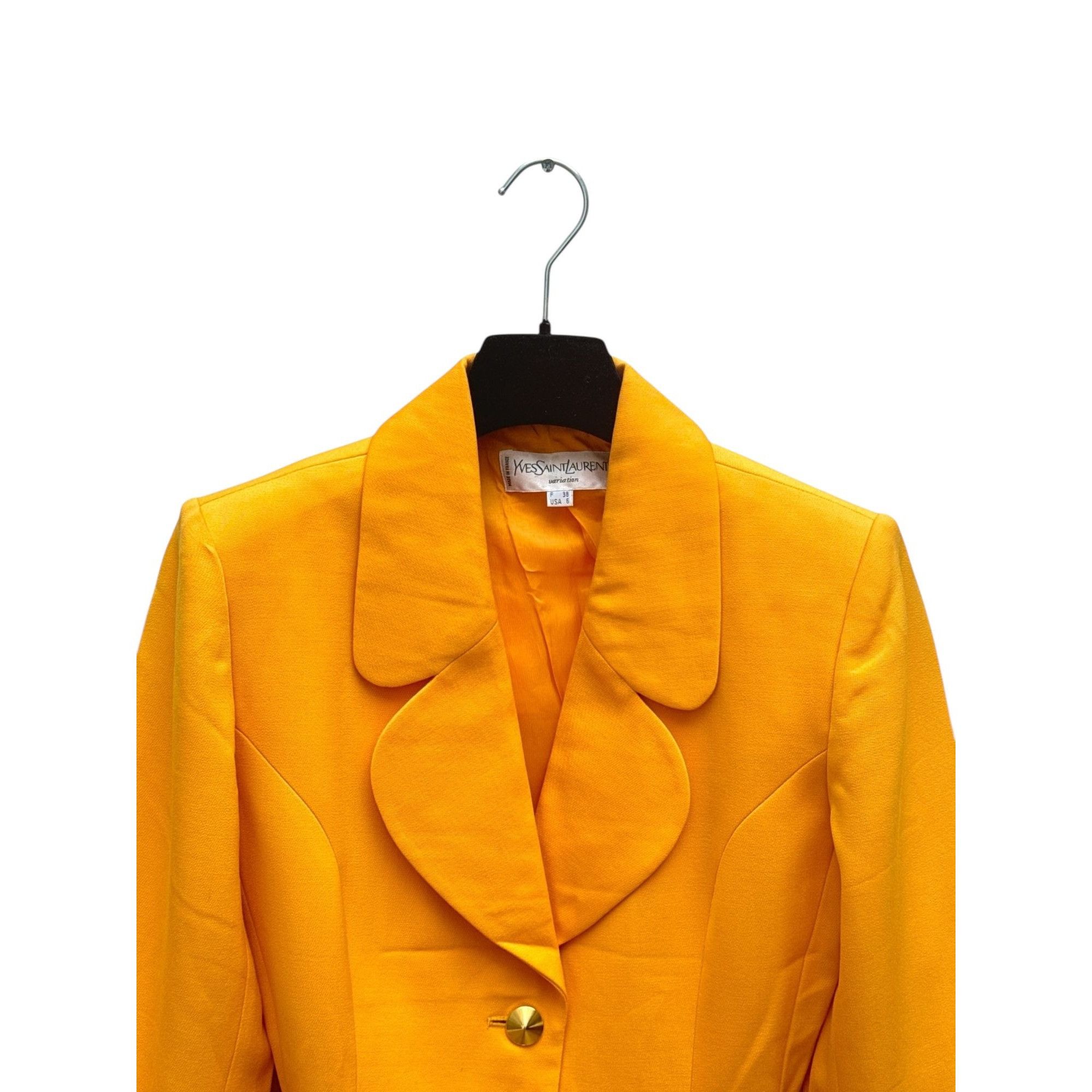 Yves Saint Laurent 1990s Yellow Heart Shape Blazer Jacket Size S / US 4 / IT 40 - 2 Thumbnail