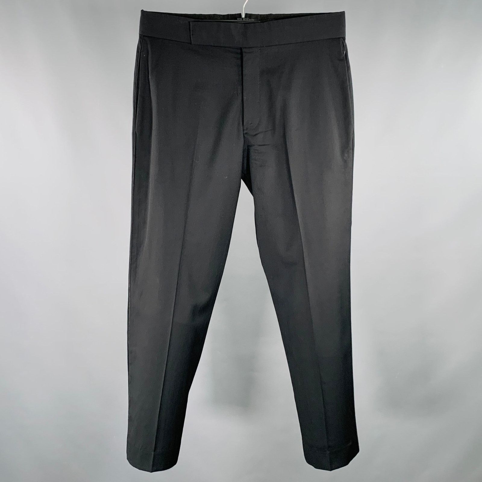 Armani Collezioni ARMANI COLLEZIONI Size 33 Black Flat Front Dress Pants Size US 33 - 1 Thumbnail