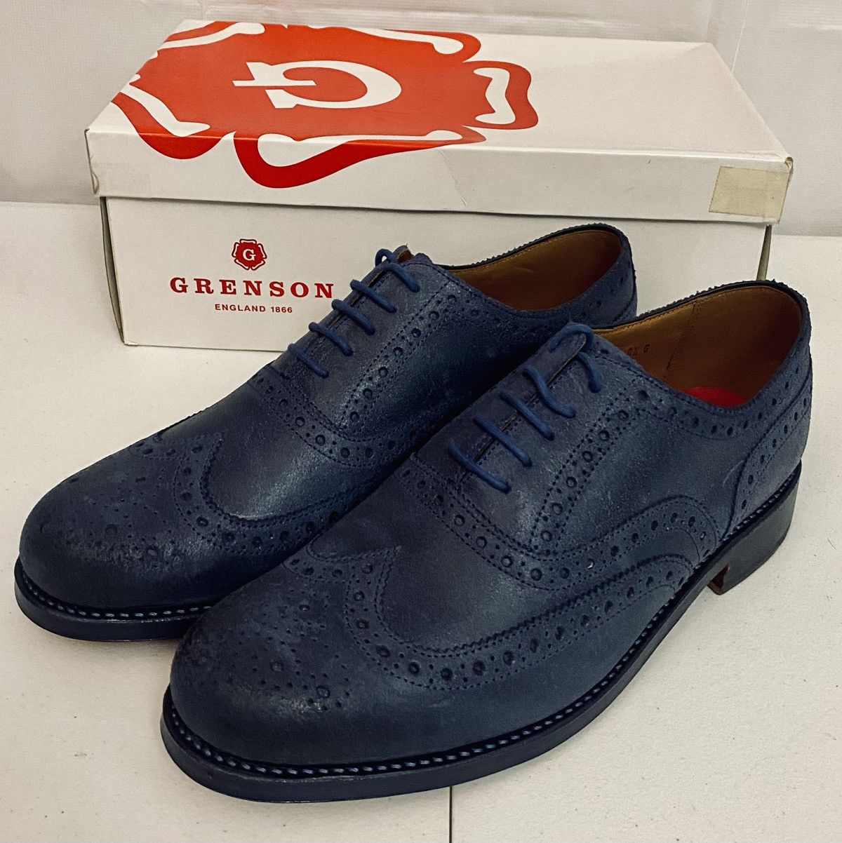 Grenson GRENSON 5033 Stanley Blue Raw Leather Brogue 11.5 New Size US 11.5 / EU 44-45 - 1 Thumbnail