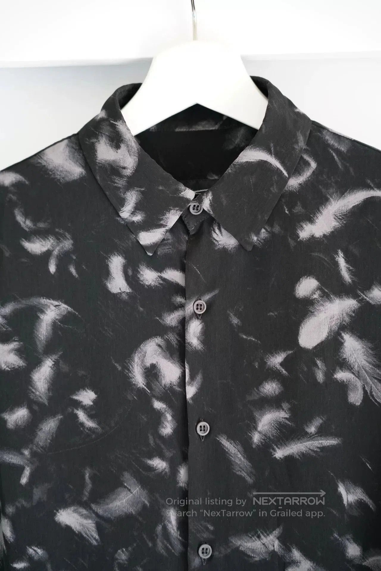 Lad Musician black feather printed shirt by lad musician. Size US L / EU 52-54 / 3 - 3 Thumbnail
