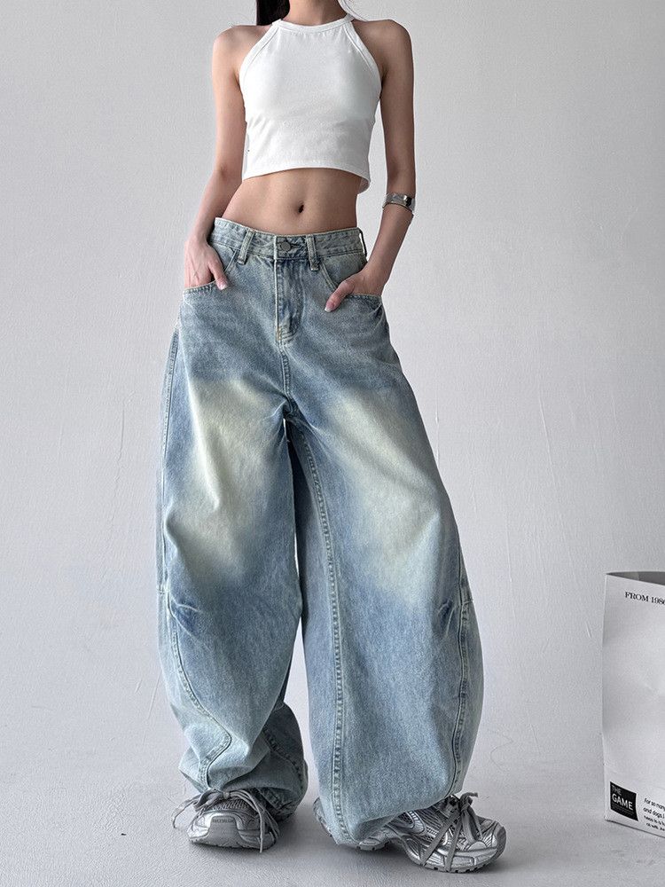 Japanese Brand American retro hip-hop street style washed curved jeans Size US 32 / EU 48 - 2 Thumbnail