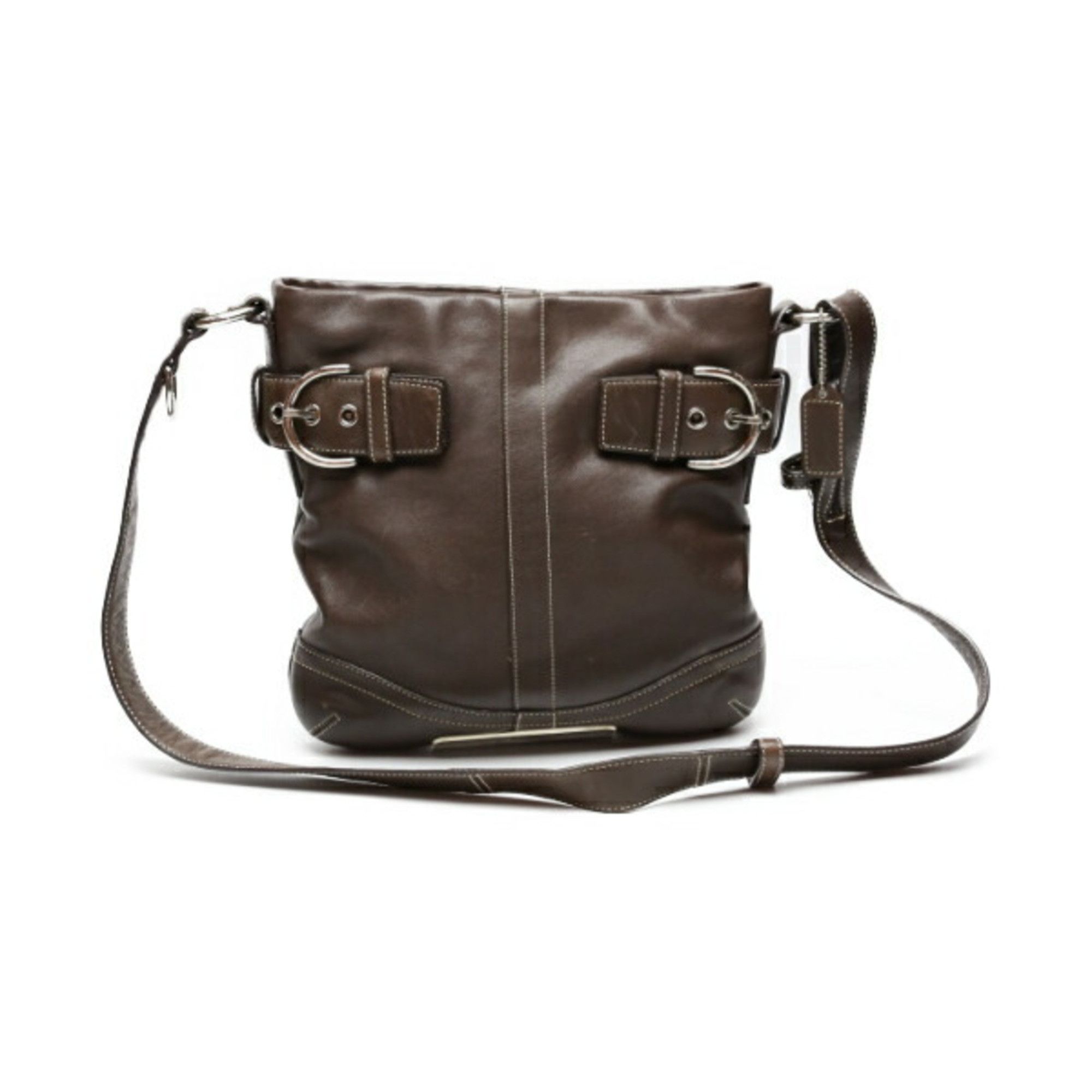 image of Coach Leather Soft Duffle Crossbody 1452 Coach Dark Brown Shoulder Bag, Women's