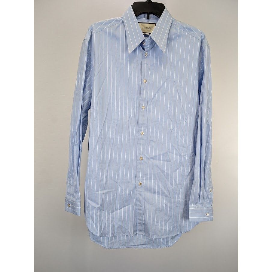 o1rshd1 Stripe Button Up Shirt in Light Blue/White