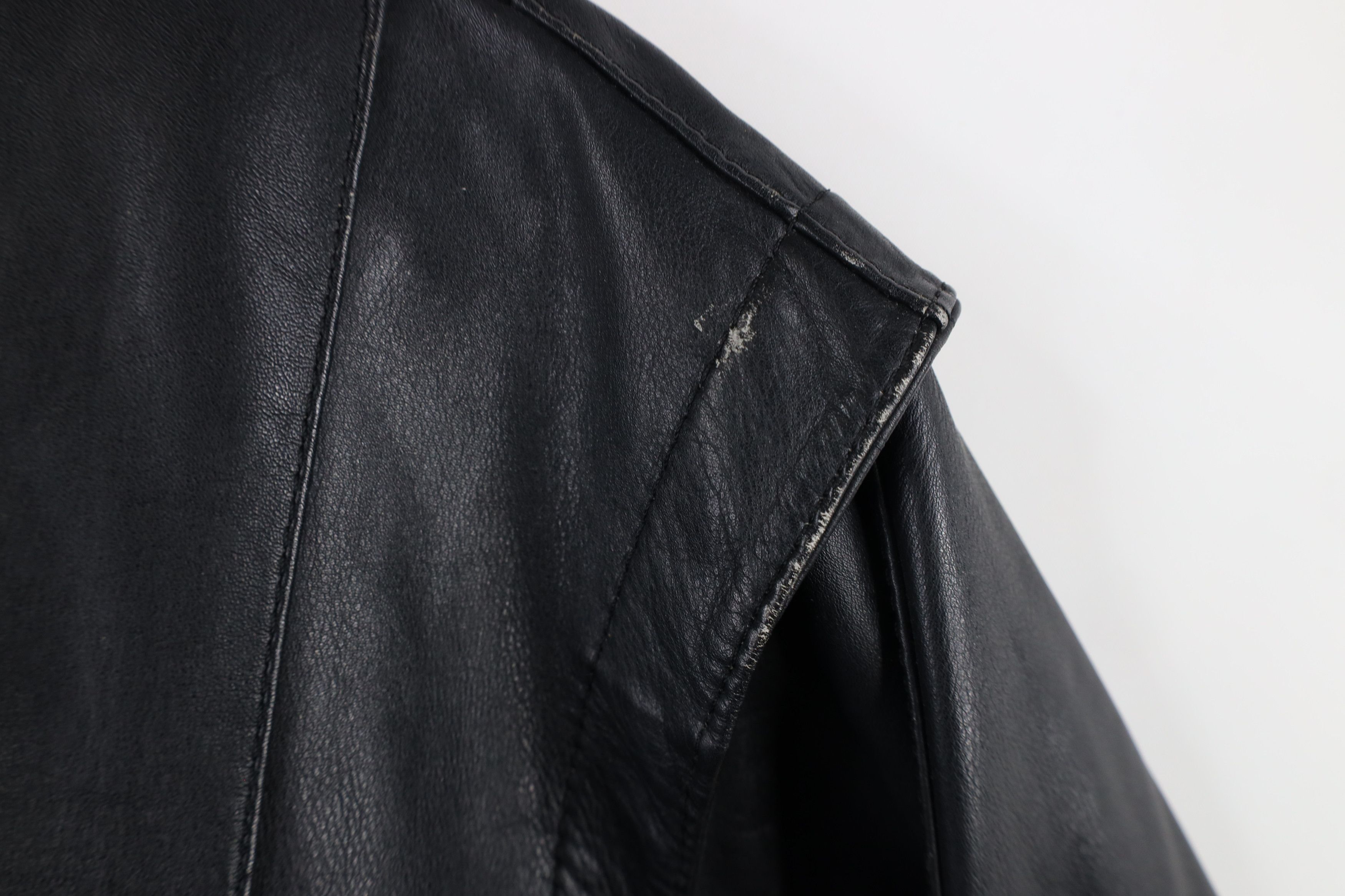 Vintage Vintage 70s Streetwear Leather Moto Bomber Jacket Black Size XL / US 12-14 / IT 48-50 - 8 Thumbnail
