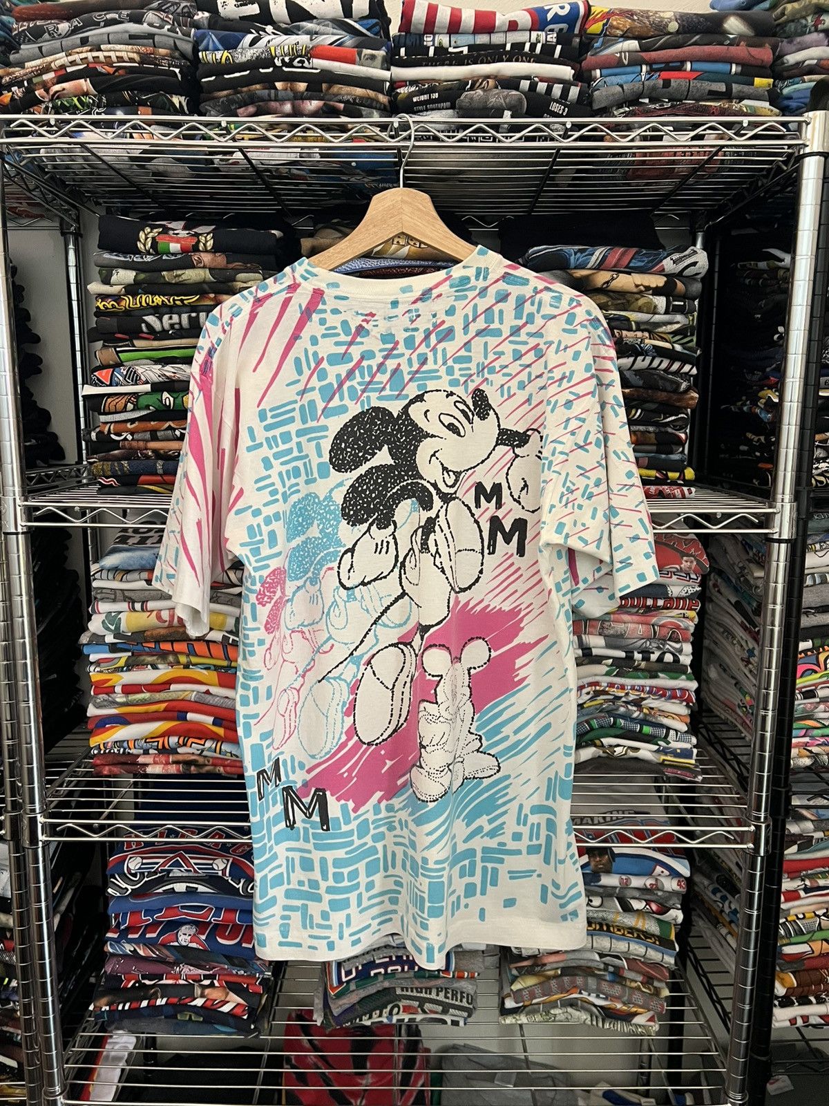 Disney 90s Mickey Mouse Jerry Leigh AOP Single Stitch Tee Size US XL / EU 56 / 4 - 2 Thumbnail