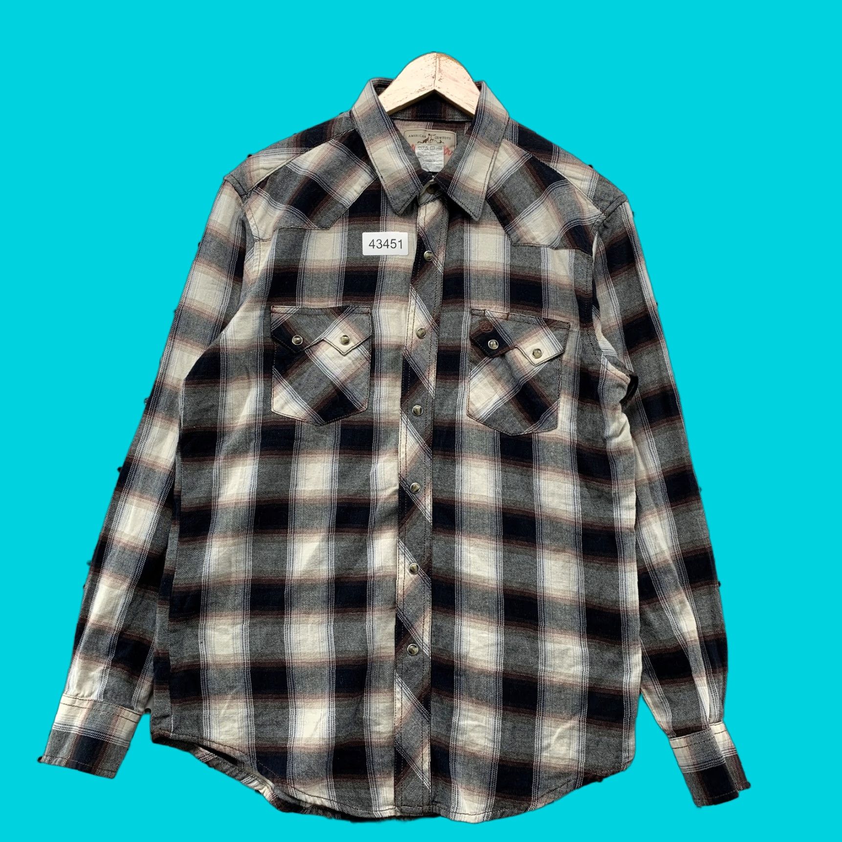Wrangler VINTAGE Wrangler Cowboys Plaid Button-Up Shirt Mens M Medium Black Western 90s Size US M / EU 48-50 / 2 - 1 Thumbnail