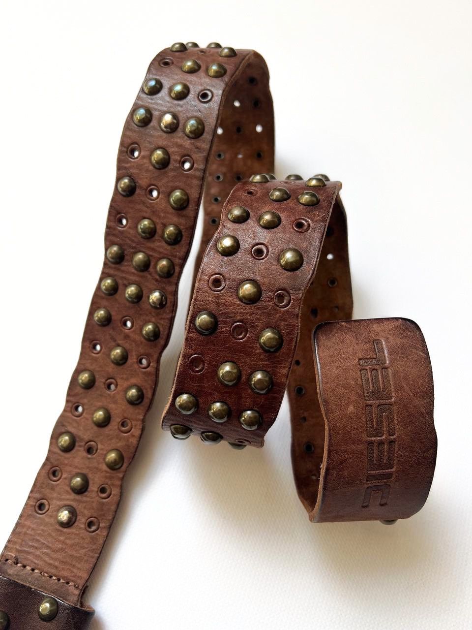 Diesel archive Diesel crazy leather studded punk logo rivet belt Size ONE SIZE - 4 Thumbnail