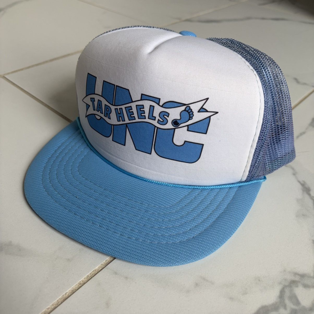 Vintage Vintage 1980s 80s UNC Tarheels Trucker Hat Blue White NCAA Size ONE SIZE - 2 Thumbnail