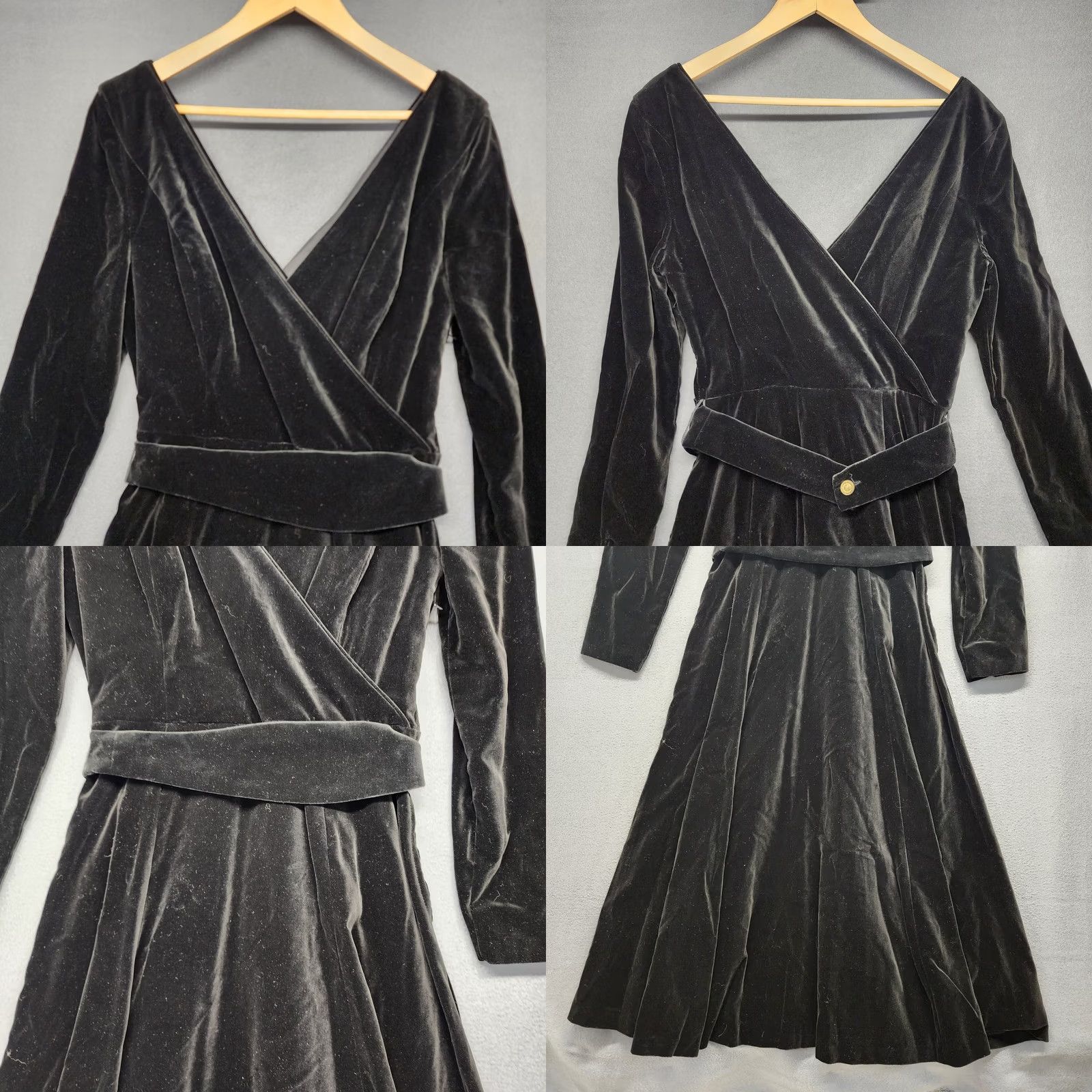 Laura Ashley VINTAGE Laura Ashley Dress Womens 12 Black Velvet Victorian Whimsygoth Belt Size XL / US 12-14 / IT 48-50 - 9 Thumbnail