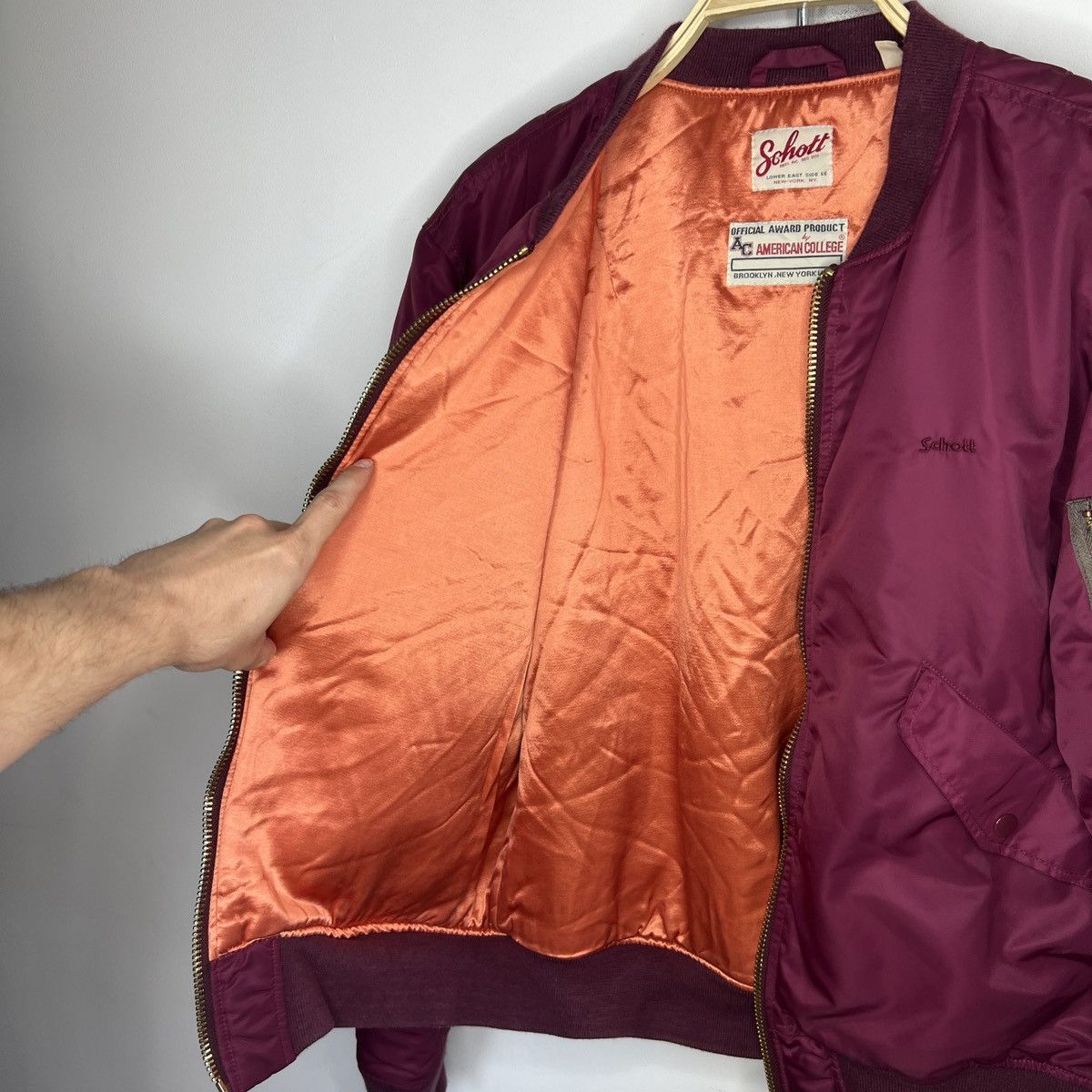 Schott Vintage Schott NYC American College Bomber flyer jacket MA-1 Size US XL / EU 56 / 4 - 8 Thumbnail