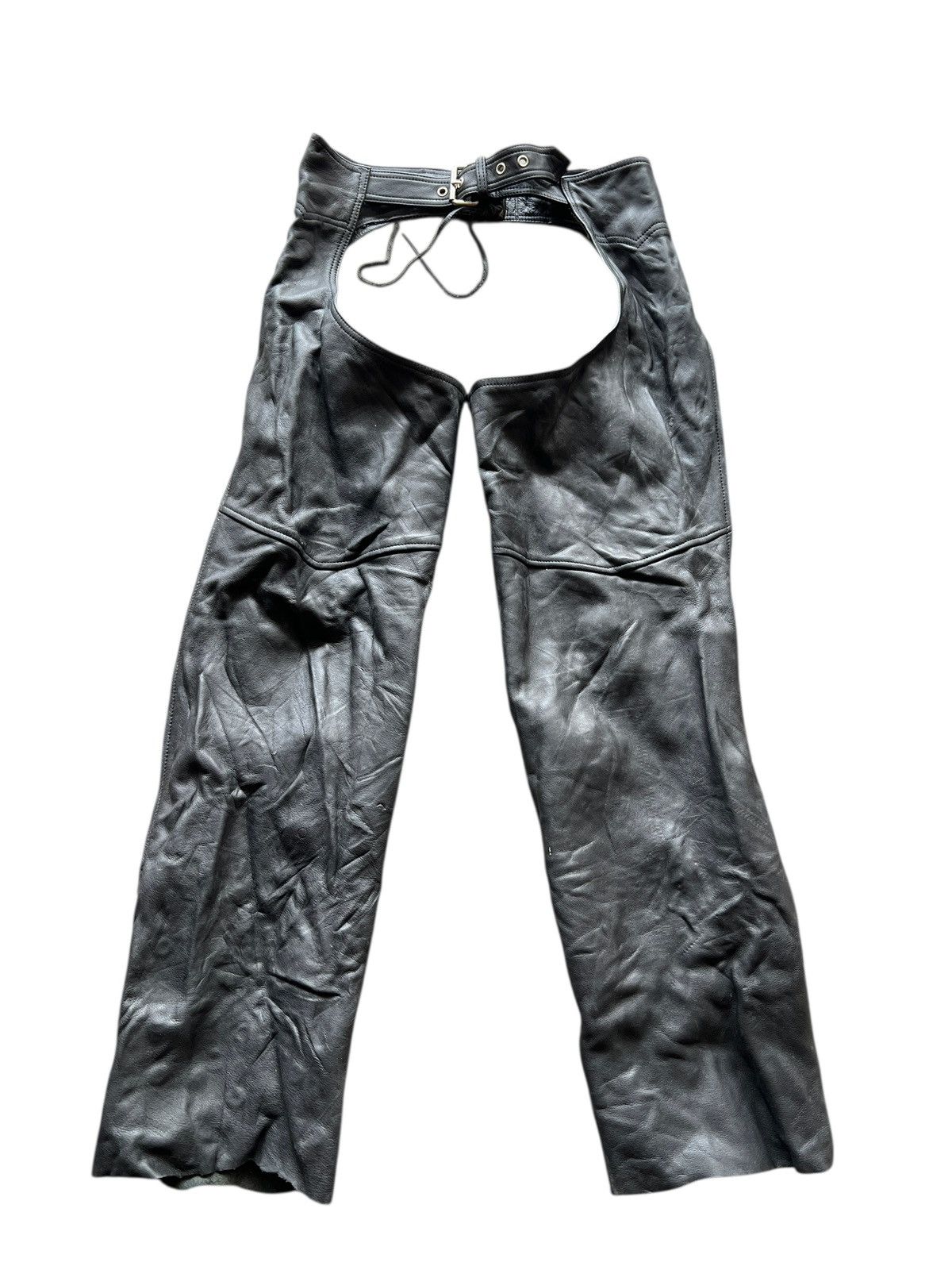 ICON Motorsports black genuine leather motorcycle chaps (Size 32-36) Size US 34 / EU 50 - 2 Thumbnail