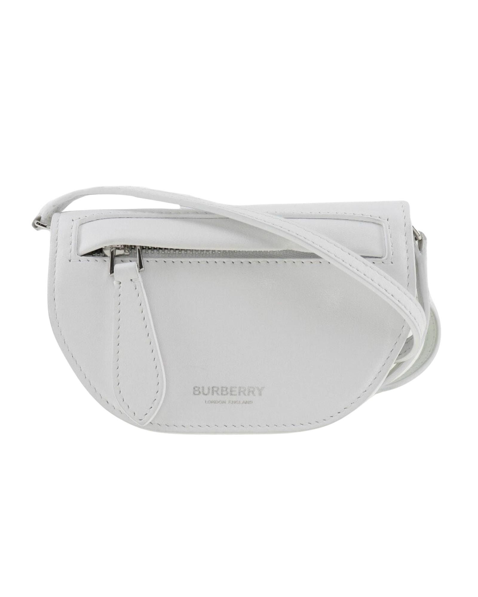 image of Burberry Olympia Leather Shoulder Bag in White, Women's