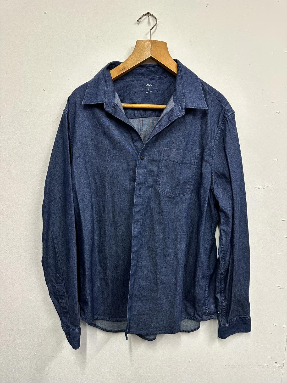 M.E. Sport M&S Dark Blue Denim Shirt XL Regular Length Size US XL / EU 56 / 4 - 1 Thumbnail