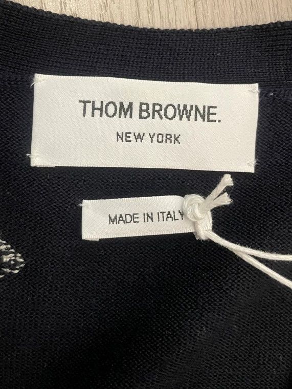 Thom Browne Thom browne Dark blue zoo four-striped wool knitted cardiga Size US XS / EU 42 / 0 - 5 Thumbnail
