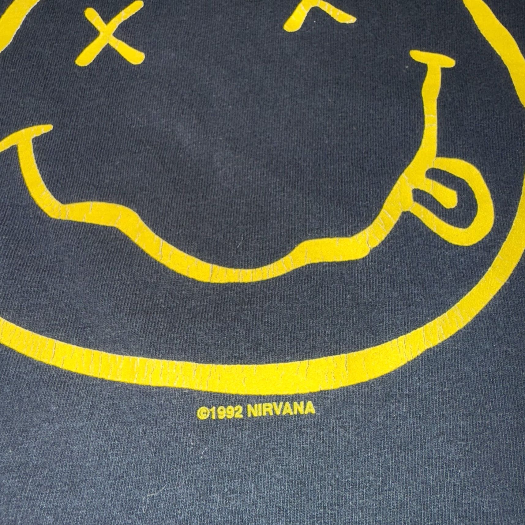 Delta VINTAGE Nirvana Smiley T Shirt Black Large Double-Sided 90s Rock Men M Size US L / EU 52-54 / 3 - 3 Thumbnail