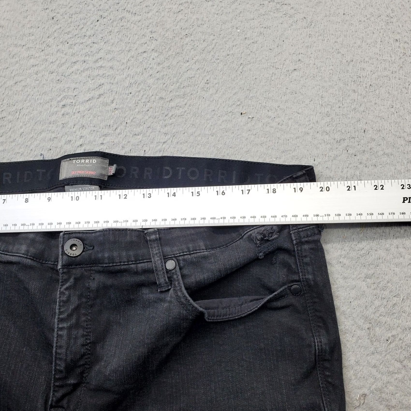 Torrid Torrid Womens Size 22T Black Denim Sky High Skinny Jeans Distressed Premium Stretch Size 40" / US 18 - 6 Thumbnail