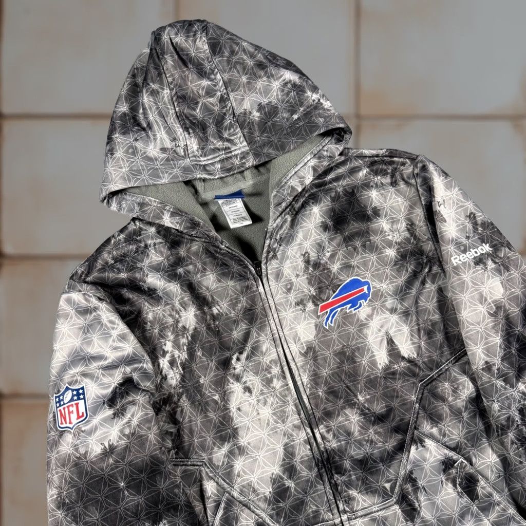 Reebok Reebok Mens Full Zip Hoodie Jacket - Buffalo Bills NFL Onfield Grey Camo AOP Size US M / EU 48-50 / 2 - 1 Thumbnail