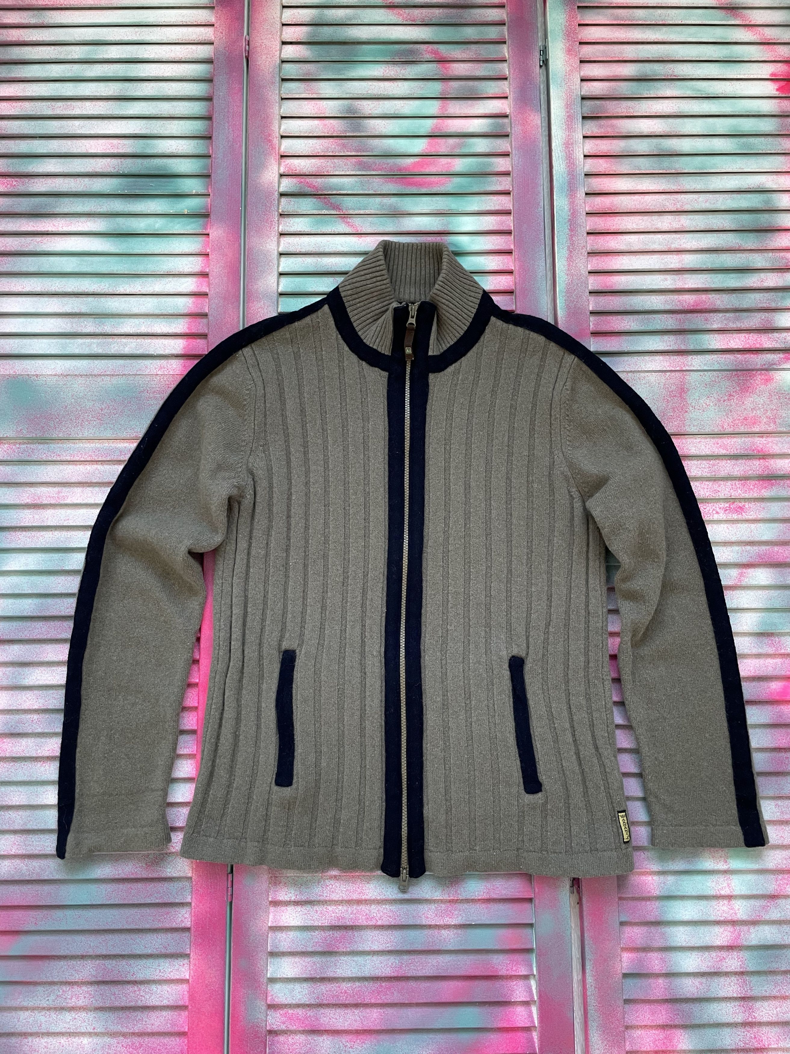 Vintage Rare Armani Wool Zip Sweater Knit Old Money