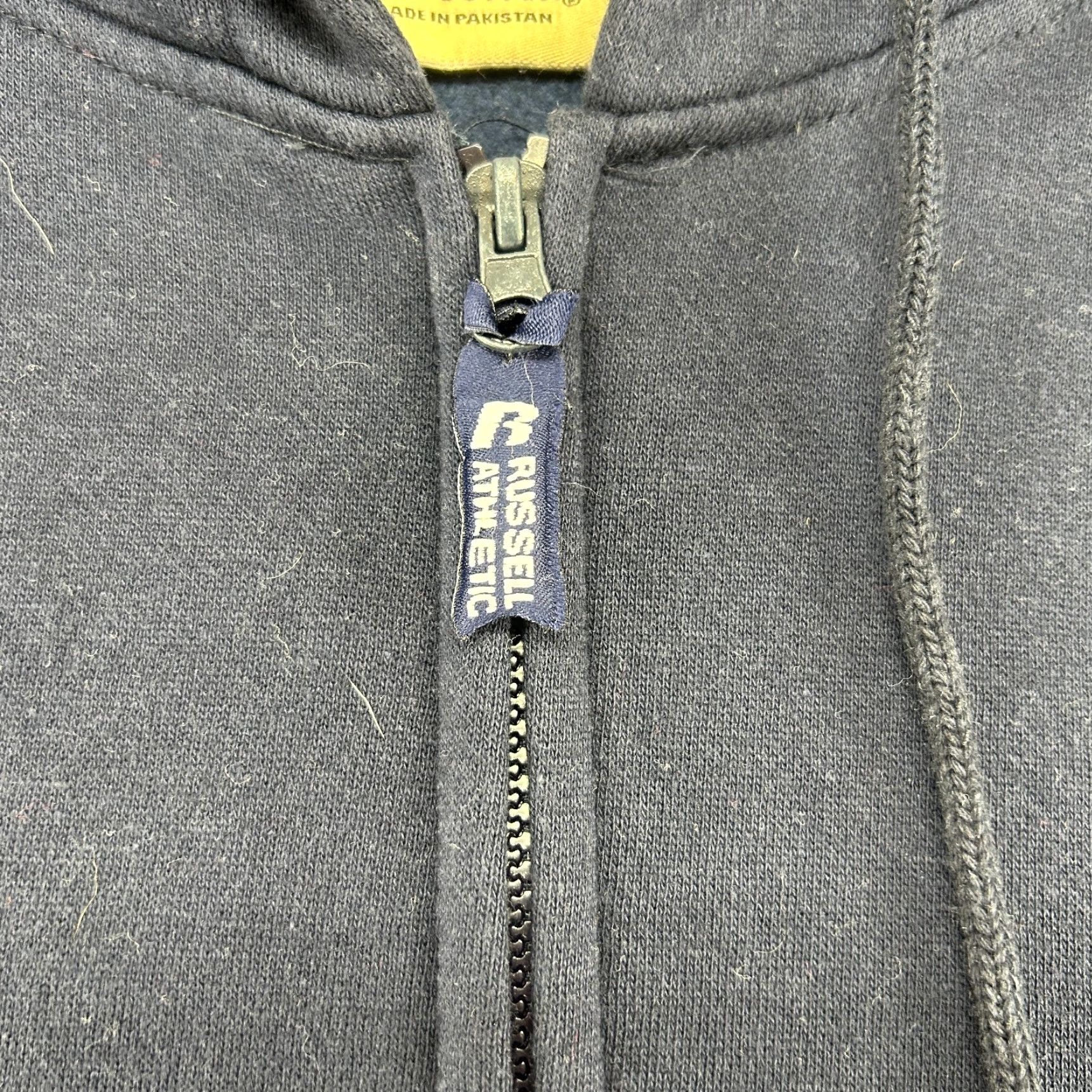 Russell Athletic VINTAGE Russell Hoodie Mens 3XLT Blue Navy Full Zip Cotton Drawstring 90s Zipper Logo Size US XXL / EU 58 / 5 - 5 Thumbnail