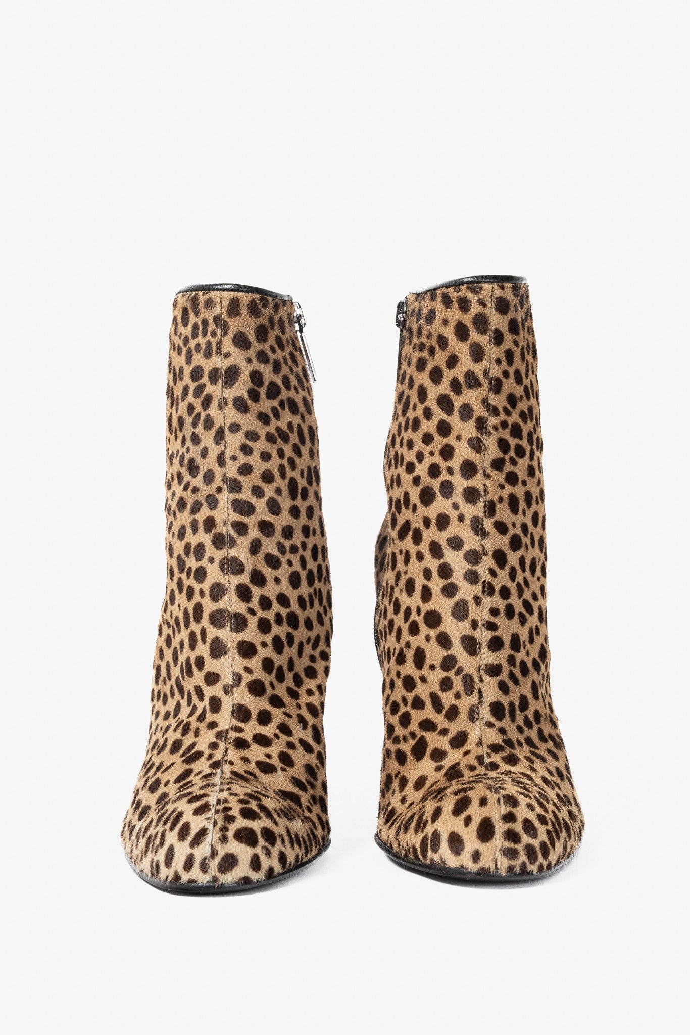 Versace Gianni Versace Camel & Brown Cheetah Calf-Hair Booties Size US 7.5 / IT 37.5 - 2 Thumbnail