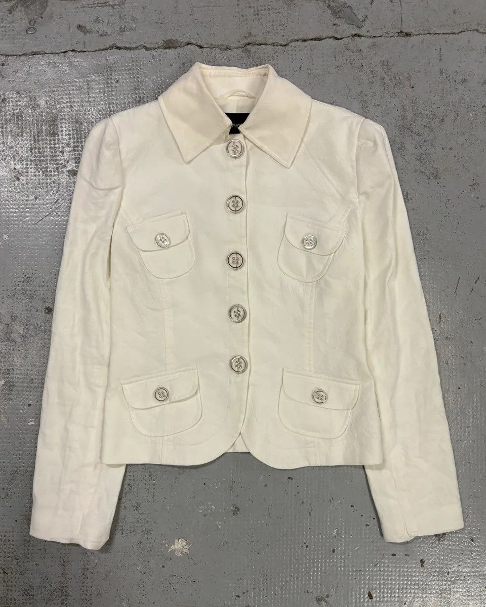 Emporio Armani 2010s Emporio Armani White Buttoned Multi-Pocket Blazer Jacket Size M / US 6-8 / IT 42-44 - 3 Thumbnail
