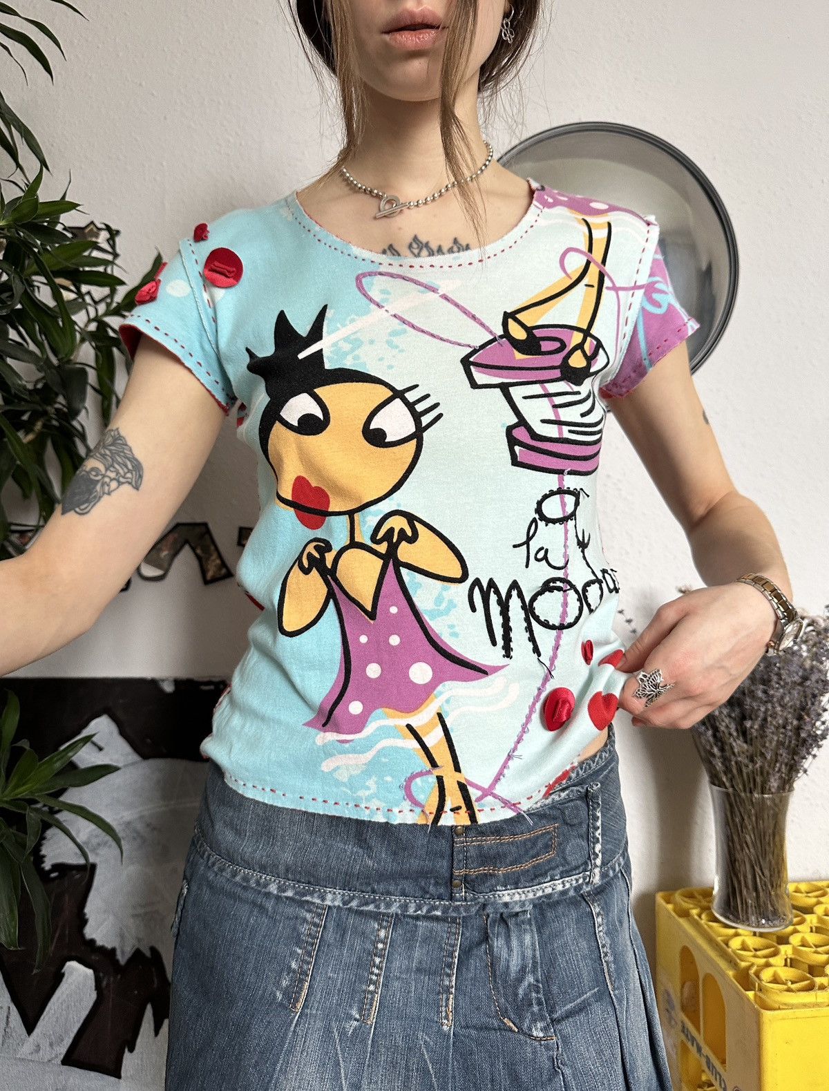 If Six Was Nine × Seditionaries Graphic Printed Funky Top Patchwork Details like Custo Size M / US 6-8 / IT 42-44 - 1 Thumbnail