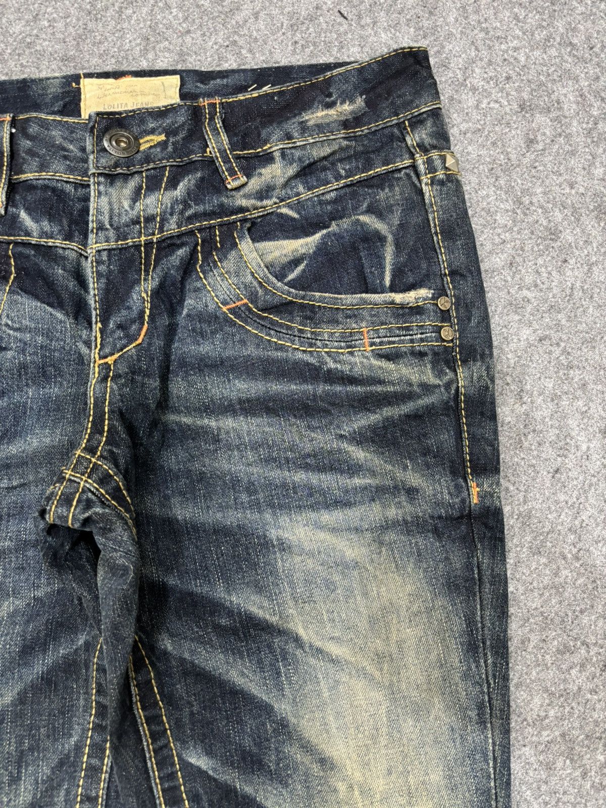 Seditionaries 💥Flare💥Lolita Mud Stone Wash Style Flare Spiky Denim F648 Size US 32 / EU 48 - 3 Thumbnail