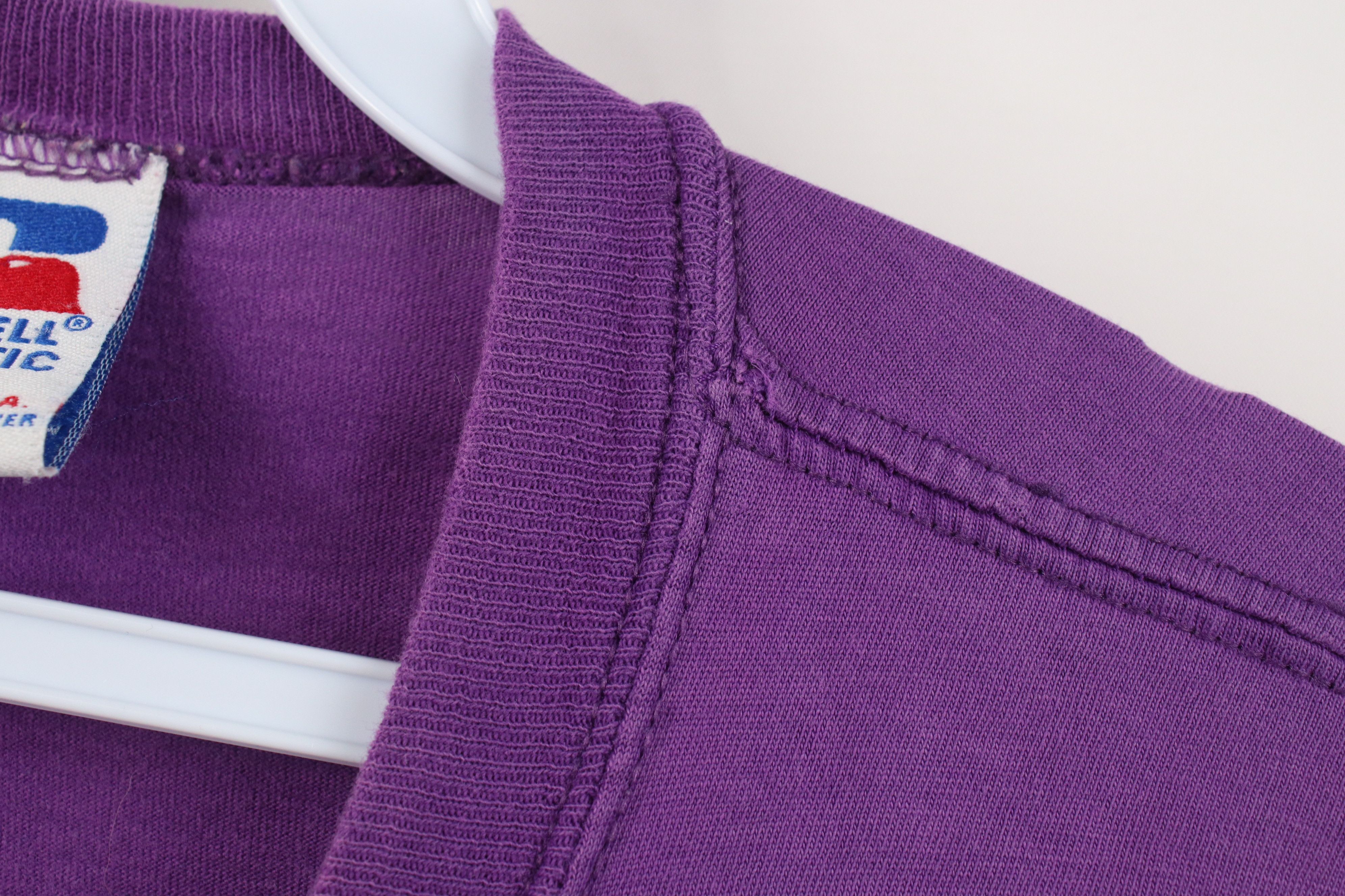 Russell Athletic Vintage 90s Russell Athletic Blank Cotton T-Shirt Purple USA Size US L / EU 52-54 / 3 - 7 Thumbnail
