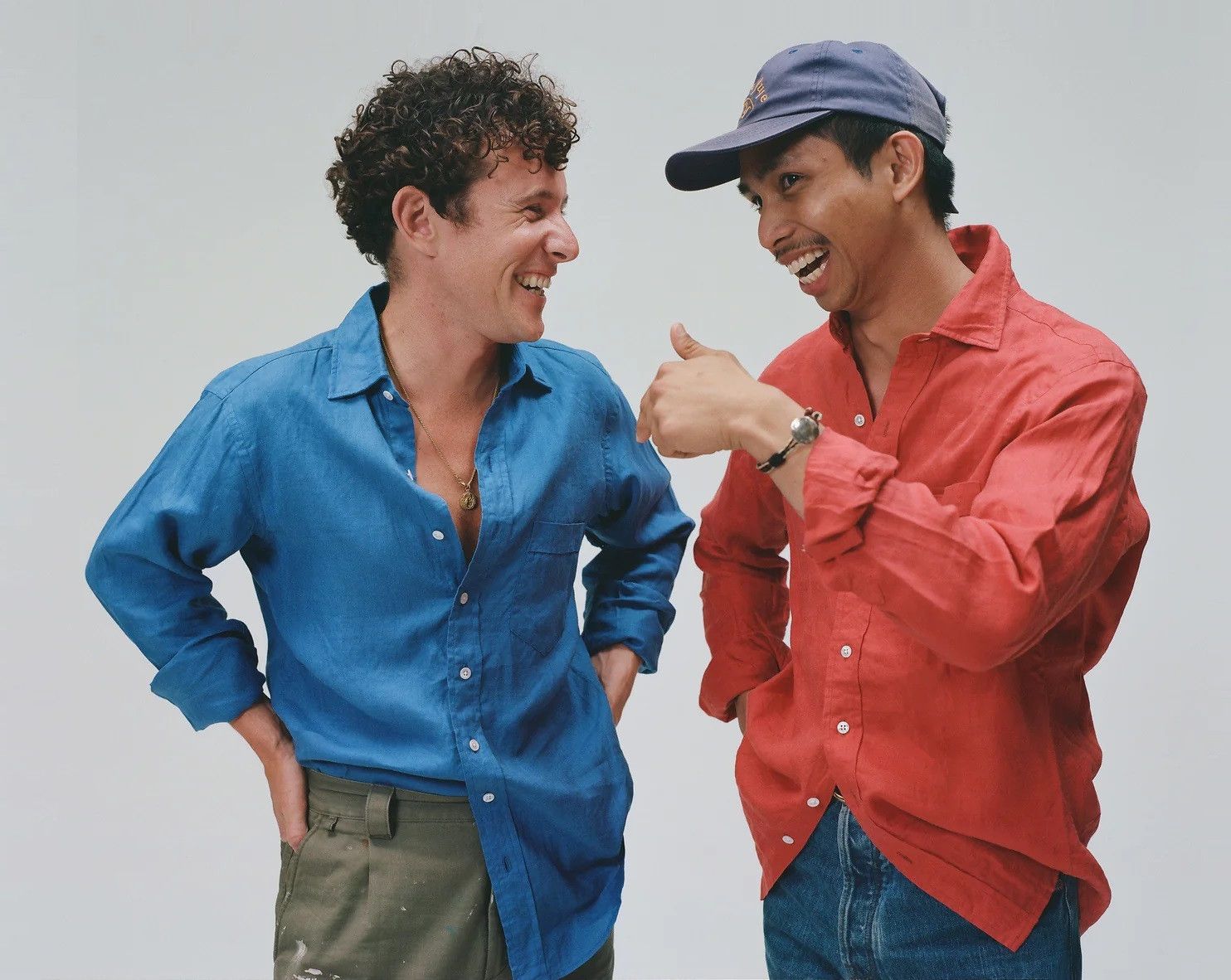 Drake's Drake's Red Linen Spread Collar Shirt Size US S / EU 44-46 / 1 - 5 Thumbnail