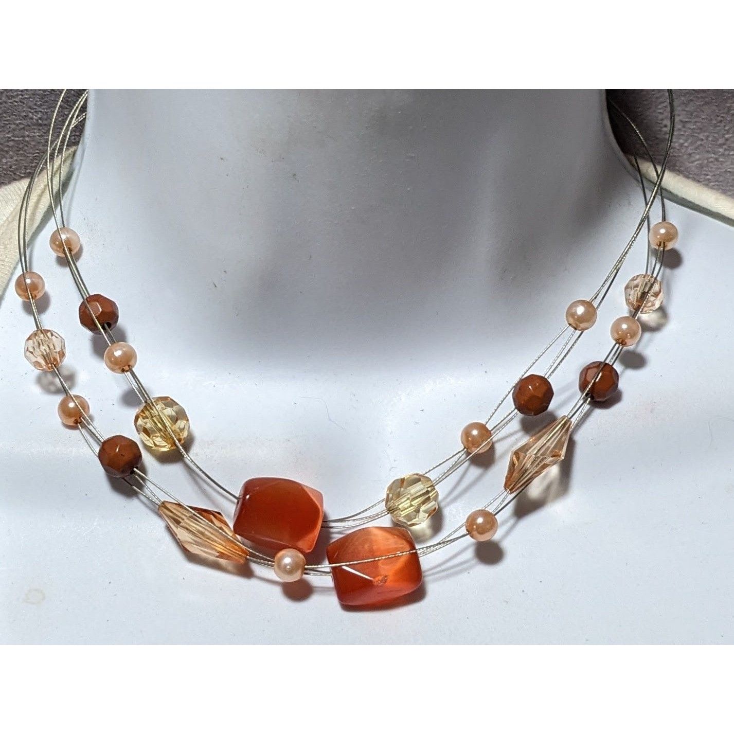Other Orange Multilayer Glass Beaded Necklace Size ONE SIZE - 5 Thumbnail